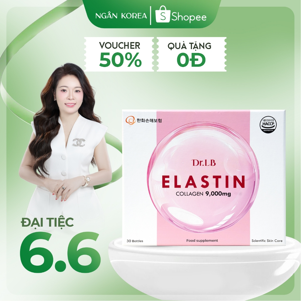 Elastin Collagen 9000mg Dr.LB Hàn Quốc 30 Lọ – Nước Uống Collagen Peptide Cá Hỗ Trợ Cải Thiện Độ Đàn