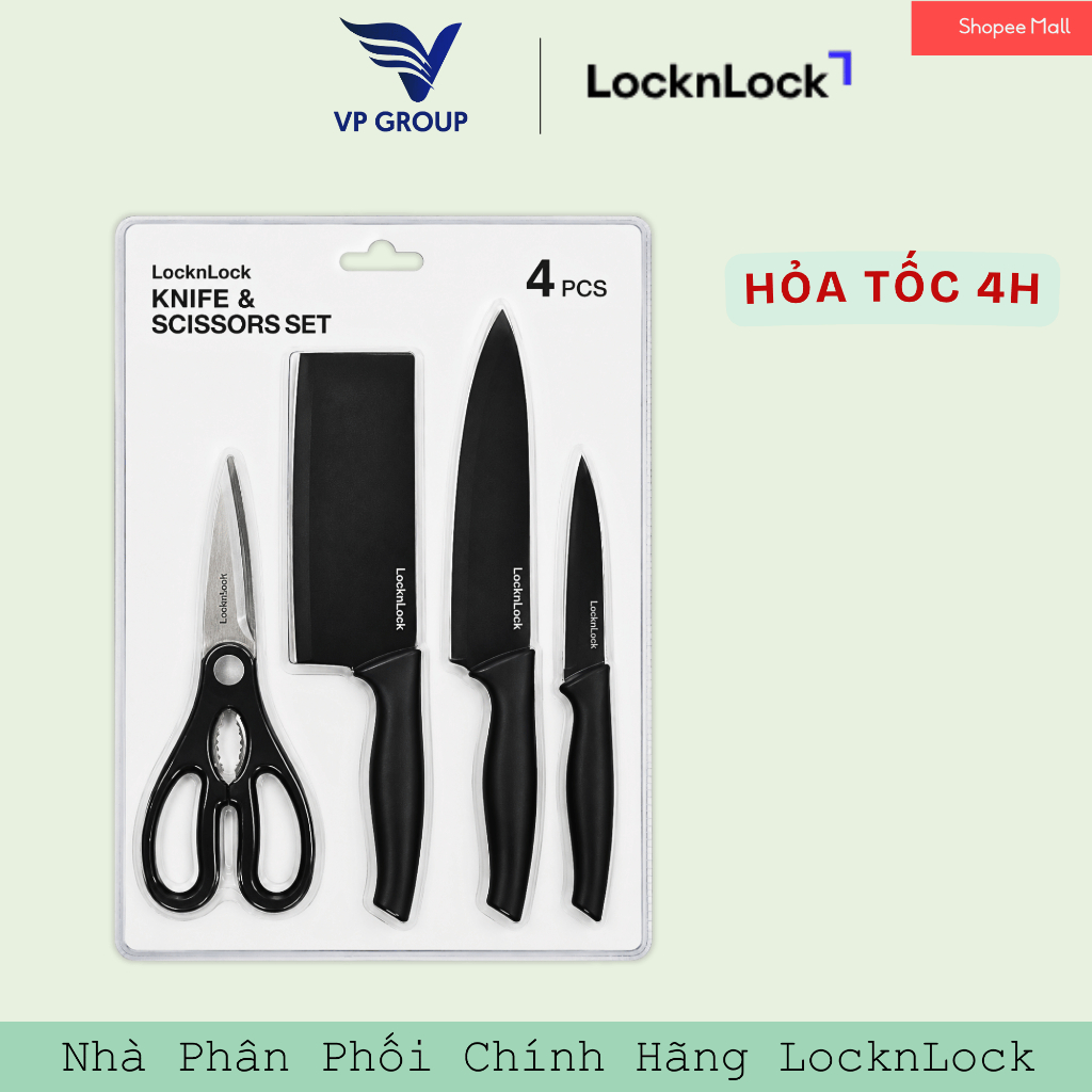 Bộ Dao Kéo 4 Món LocknLock chính hãng - CKK106S4