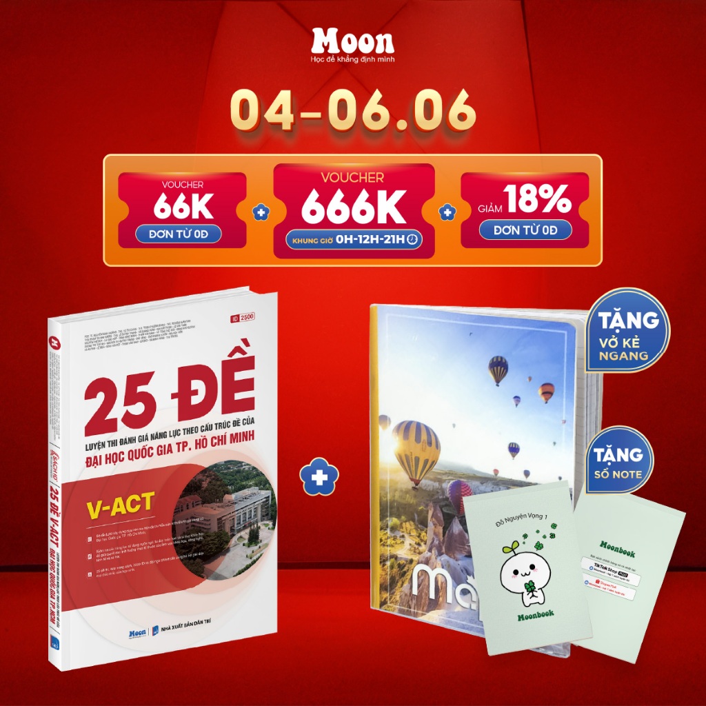[ ĐGNL HCM 2025 ] - Sách dgnl 25 đề ôn thi đánh giá năng lực , ĐHQG TP.HCM - moonbook