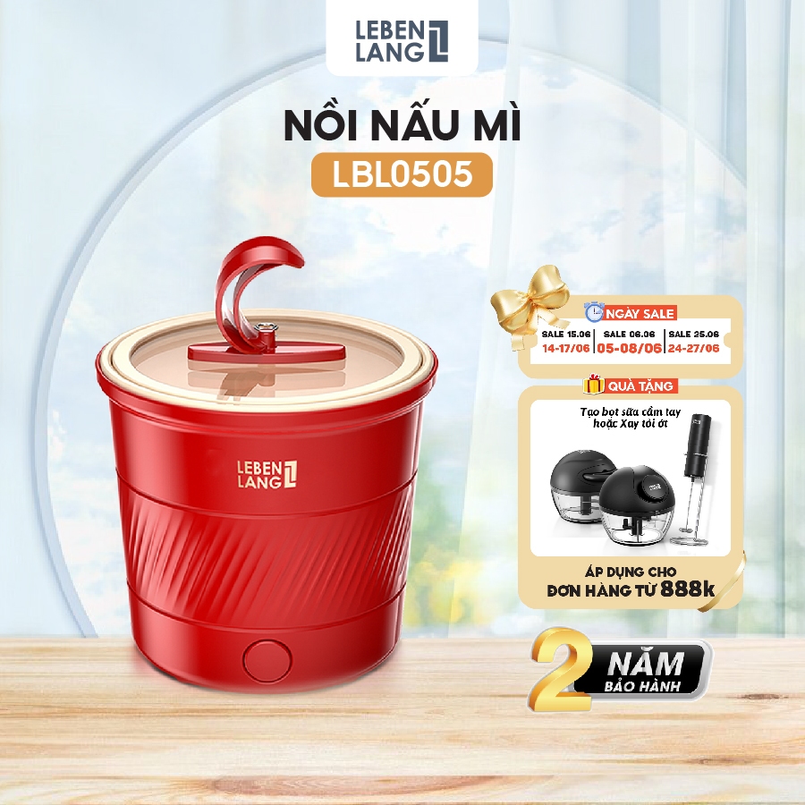 Nồi Nẩu Nấu Mì Đa Năng Mini Lebenlang LBL0505 - 600W, Dung Tích 1100ml, Bảo Hành 2 Năm, Chính Hãng