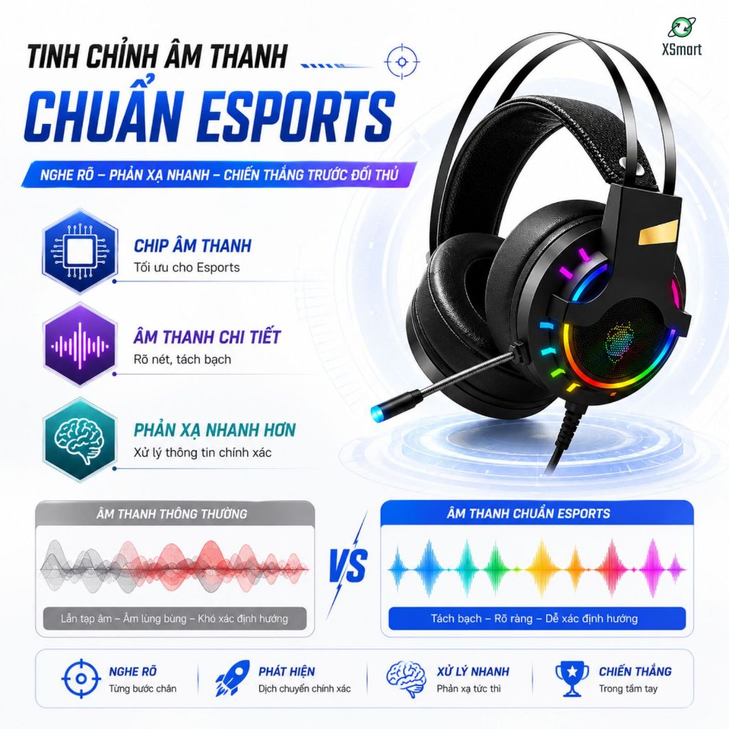 Tai Nghe Chụp Tai Chuyên Game Máy Tính K3 Super Gaming Giả Lập 7.1 USB LED RGB Chống Ồn, Siêu Bass | BigBuy360 - bigbuy360.vn