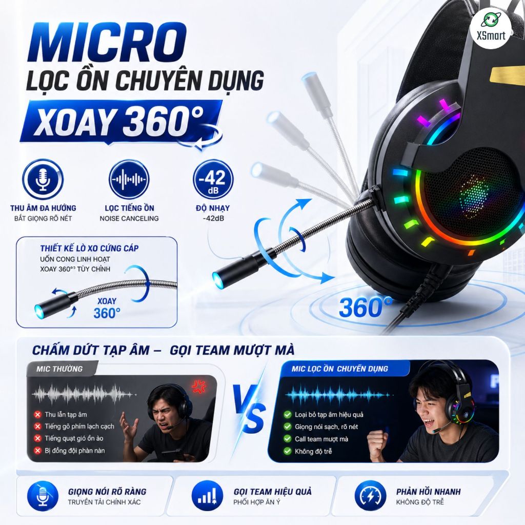 Tai Nghe Chụp Tai Chuyên Game Máy Tính K3 Super Gaming Giả Lập 7.1 USB LED RGB Chống Ồn, Siêu Bass | BigBuy360 - bigbuy360.vn