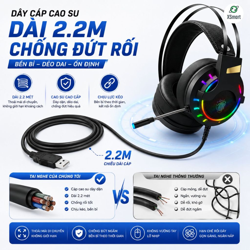 Tai Nghe Chụp Tai Chuyên Game Máy Tính K3 Super Gaming Giả Lập 7.1 USB LED RGB Chống Ồn, Siêu Bass | BigBuy360 - bigbuy360.vn