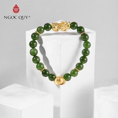 Vòng tay đá Ngọc bích tự nhiên phối charm - Mẫu VC0375 - Ngọc Quý
