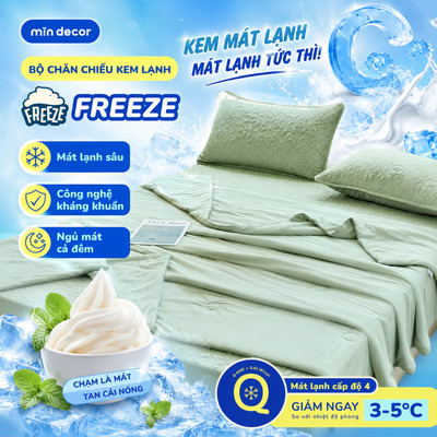 Bộ Chiếu Kèm Chăn Kem Lạnh Freeze Mịn Decor, Chiếu Băng Lạnh Kèm Chăn Mát Lạnh, Chống Nóng Lưng