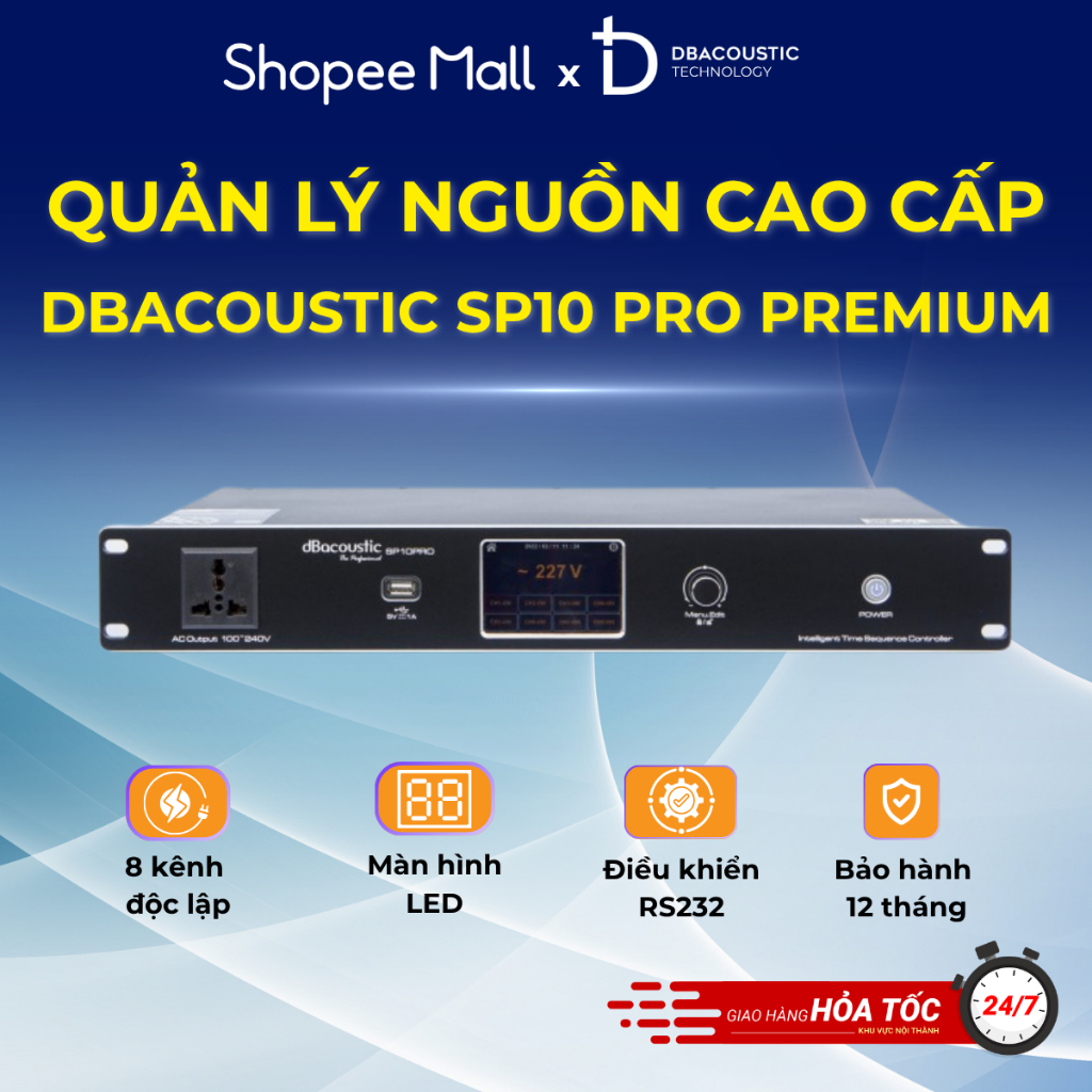 Quản lý ng.uồn DBAcoustic SP10 Pro PREMIUM - Ổ cắm tiêu chuẩn EIA - Màn LED - Chính hãng - Bảo hành 