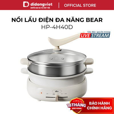 (KOL) Nồi Lẩu Nướng Điện Đa Năng Bear DHG-C40W2 (HP-4H40D) - Đế Tách Rời, Tiết Kiệm Điện - Hàng Chính Hãng