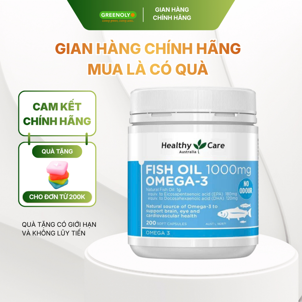Viên Uống Dầu Cá Healthy Care Omega 3 Fish Oil 1000mg 200 viên