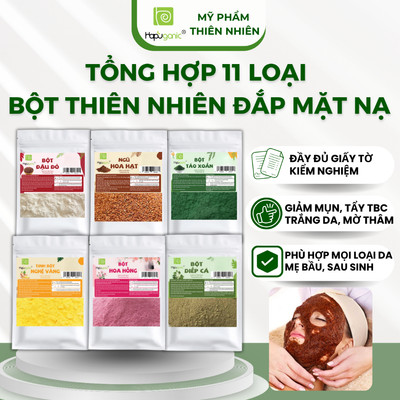 Tổng Hợp 11 Loại Mặt Nạ Bột Thiên Nhiên Đắp Mặt Giảm Mụn Trắng Da Hapuganic 50gram
