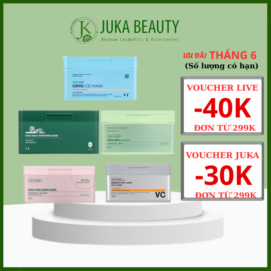 (HỘP 30 mask) Mặt nạ VT Cica Collagen/ Reti-A/ Cica Daily Soothing/ Brightening Mask/ Cryo Ice Mask