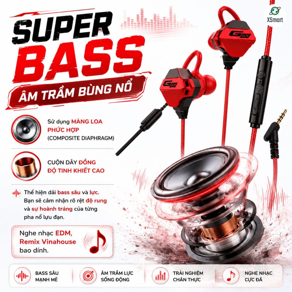 Tai Nghe Nhét Tai Gaming G10 NEW Pro Chống Ồn Cao Cấp Dùng Cho Cả Máy Tính, Điện Thoại, Có Mic Rời | BigBuy360 - bigbuy360.vn