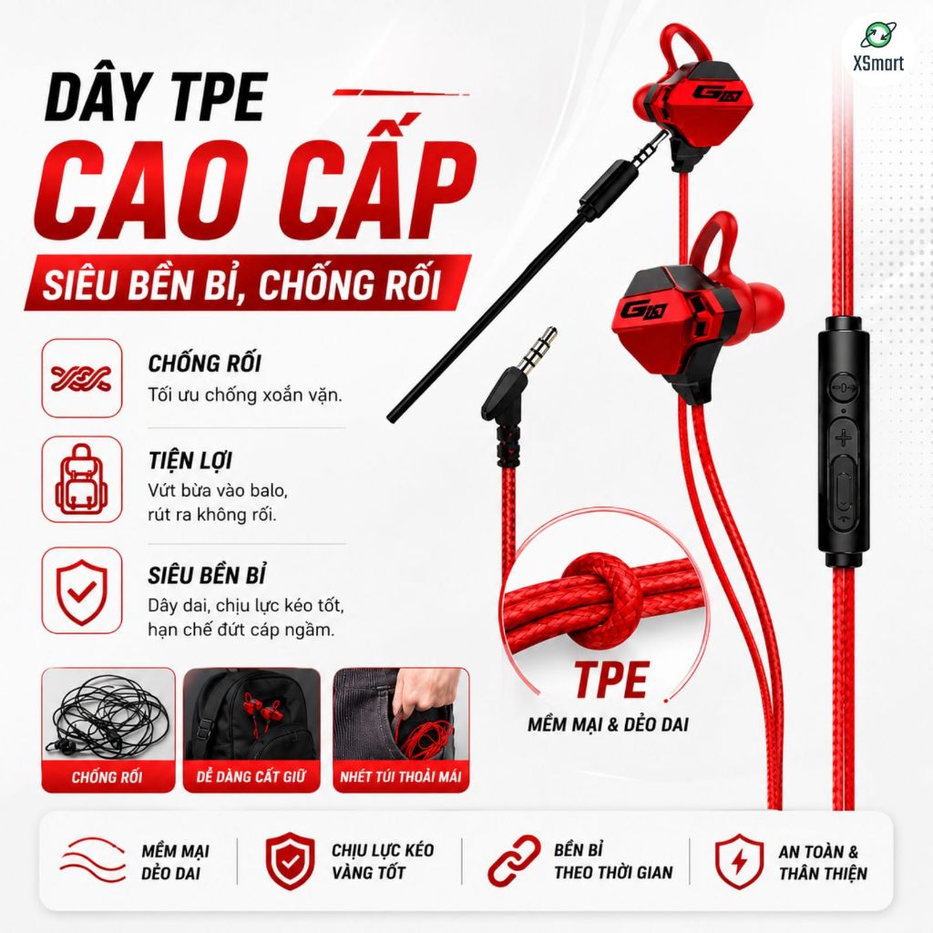 Tai Nghe Nhét Tai Gaming G10 NEW Pro Chống Ồn Cao Cấp Dùng Cho Cả Máy Tính, Điện Thoại, Có Mic Rời | BigBuy360 - bigbuy360.vn