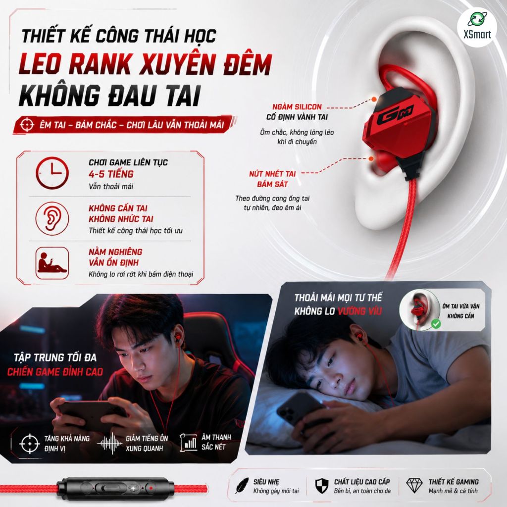 Tai Nghe Nhét Tai Gaming G10 NEW Pro Chống Ồn Cao Cấp Dùng Cho Cả Máy Tính, Điện Thoại, Có Mic Rời | BigBuy360 - bigbuy360.vn