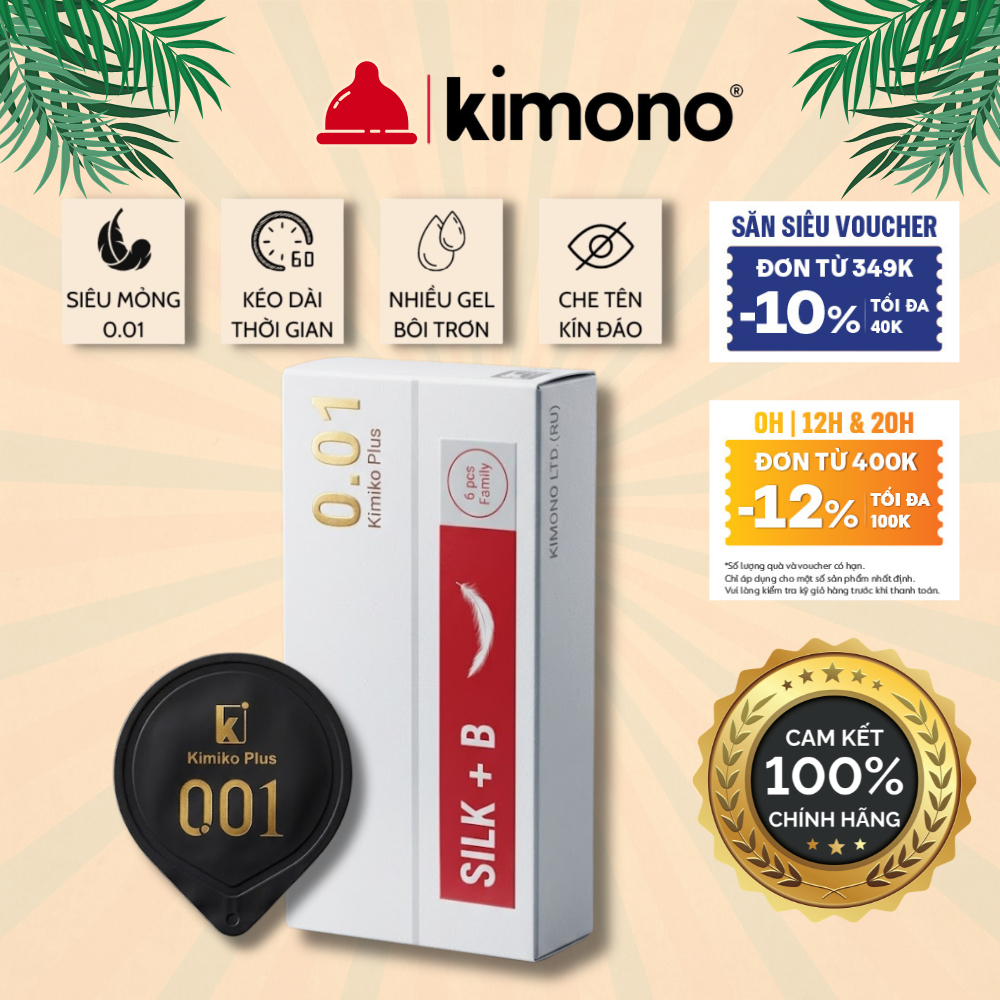 Bao cao su kimono cực siêu mỏng, bcs 001 dạng khay cao cấp mỏng hơn sagami, hộp 6 bcs