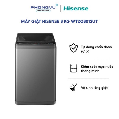 Máy giặt Hisense 8kg WTZQ8012UT - Cửa trên, Công nghệ Bubble Clean, Bộ lọc Magic Filter - Bảo hành 12 tháng
