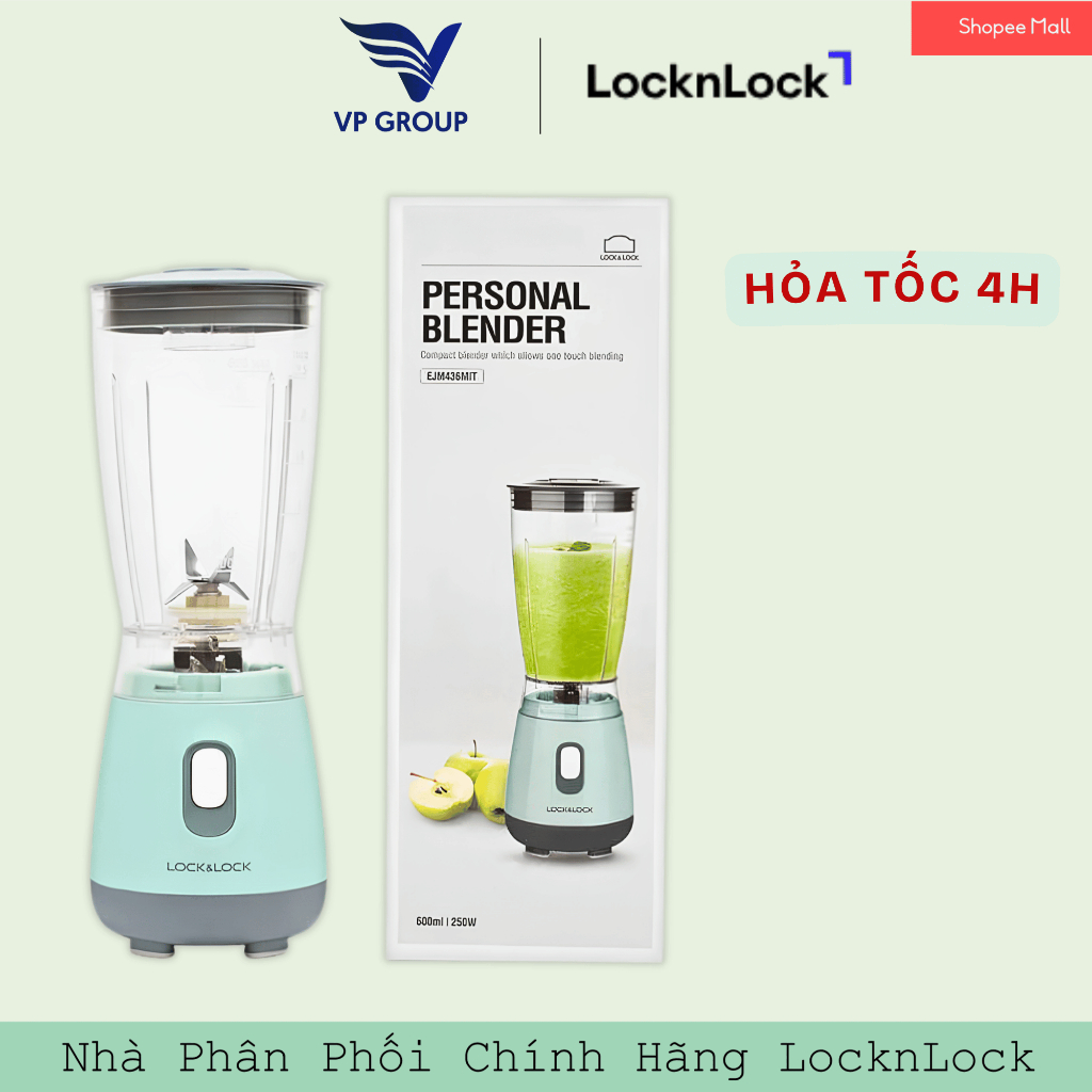 [LocknLock] Máy Xay Sinh Tố Cá Nhân Personal Blender 600ml - Màu xanh mint - EJM436MIT