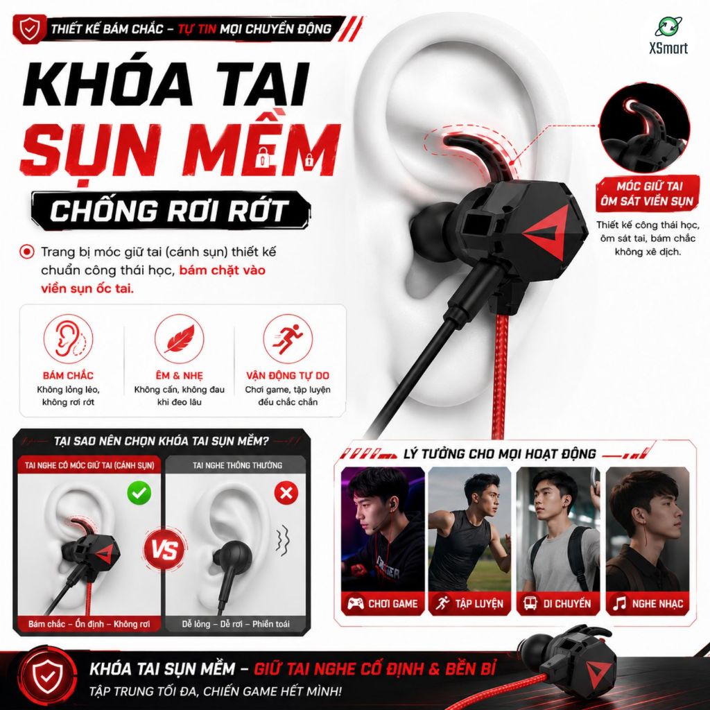 Tai Nghe Gaming GH5 Gamer Pro Phiên Bản Nâng Cấp sendem S2 Chống Ồn Cao Cấp Tặng Bộ Phụ Kiện Mic Rời | BigBuy360 - bigbuy360.vn