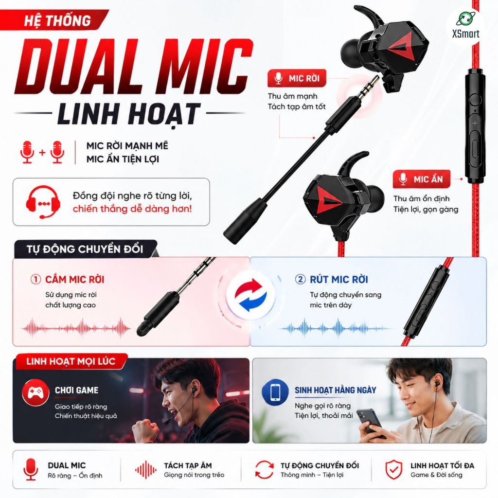 Tai Nghe Gaming GH5 Gamer Pro Phiên Bản Nâng Cấp sendem S2 Chống Ồn Cao Cấp Tặng Bộ Phụ Kiện Mic Rời | BigBuy360 - bigbuy360.vn