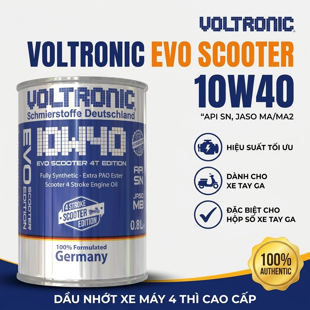 Dầu Nhớt Xe Tay Ga Voltronic EVO Scooter 4T Edition 10w40 800ml cao cấp chính hãng voltronic