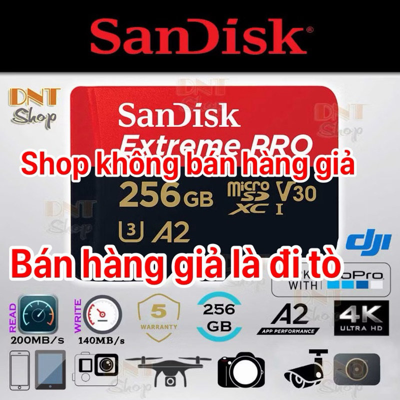 Thẻ nhớ MicroSDXC SanDisk Extreme PRO A2 - 256GB V30 U3 Class 10 UHS-I 200MB/s 170MB/s (SDSQXCD-256G