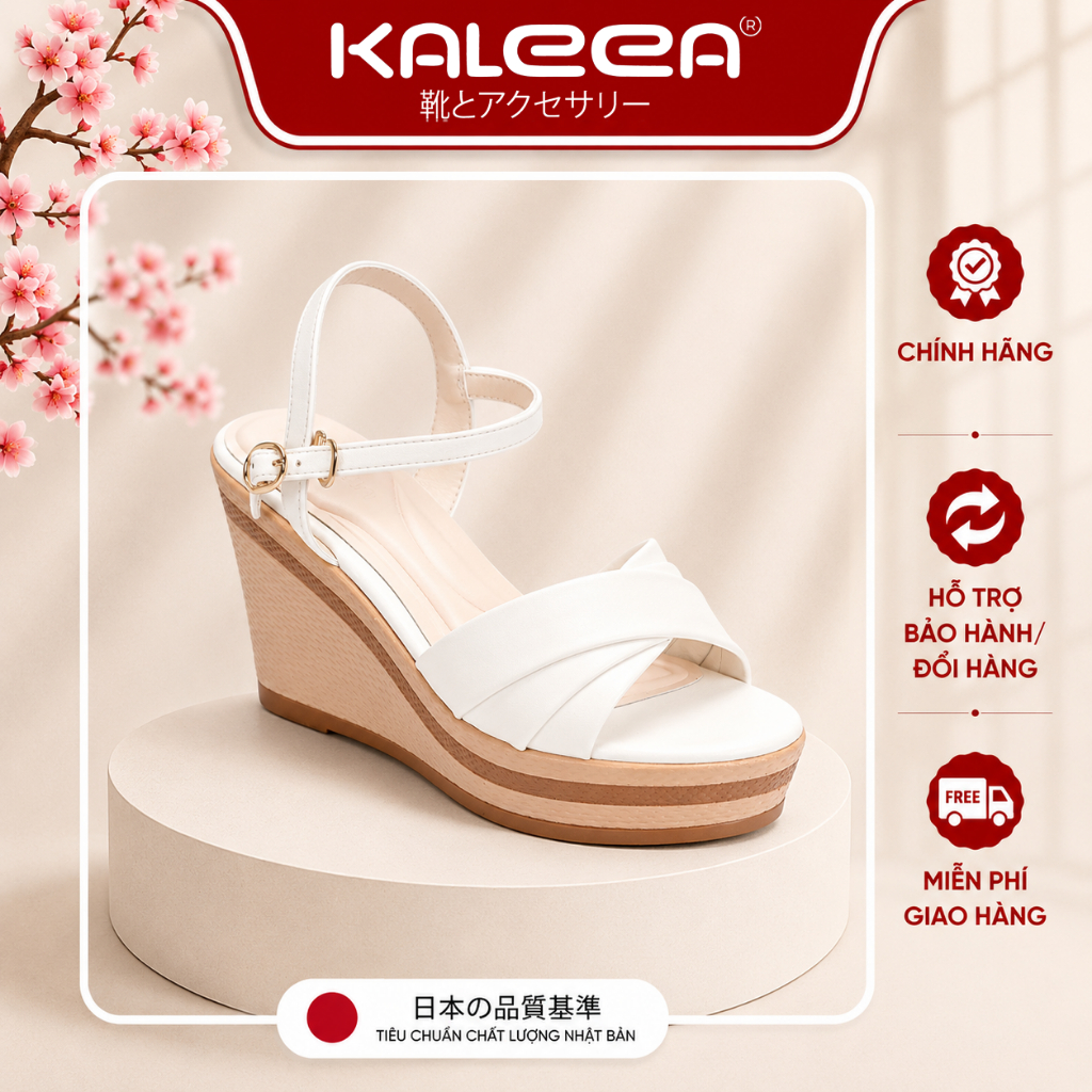 Kaleea SD03 - Giày Sandal Nữ Hàng Siêu Nhẹ, Giày Đế Xuồng Đi Êm Chân Cao 8.5cm