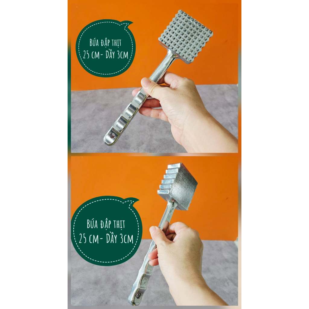 Búa đập thịt inox - Size Lớn. Chắc tay, dễ sử dụng