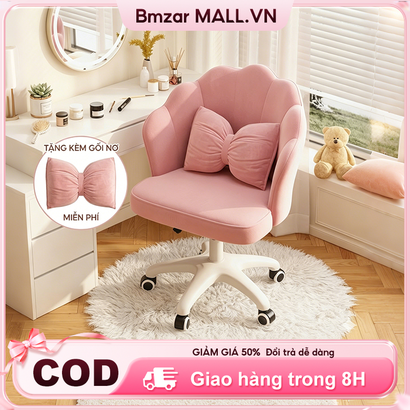 Bmzar Ghế máy tính có thể điều chỉnh, ghế văn phòng thoải mái, ghế trang điểm phòng ngủ, xoay 360 độ