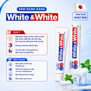 Kem đánh răng White And White Lion Nhật Bản 150g hỗ trợ răng trắng sáng, chắc khoẻ, hơi thở thơm mát