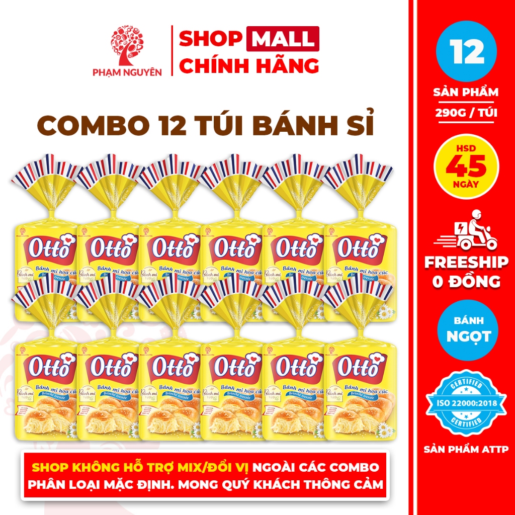 [BÁNH KẸO SỈ] Combo 12 Túi Bánh mì Hoa Cúc Otto Phạm Nguyên - Otto Brioche Tressée 290g | Đồ ăn vặt