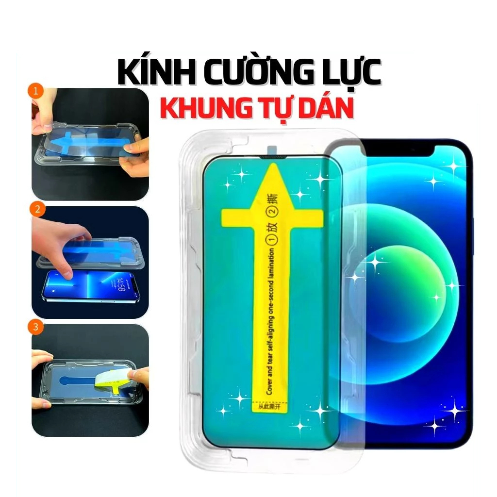 Kính Cường Lực iPhone Khung Tự Dán Cao Cấp, Full Màn - iP 6/6s/7/8/Plus/X/XS/XR/11/12/13/14/15/16/17/Pro/Max Miin | BigBuy360 - bigbuy360.vn