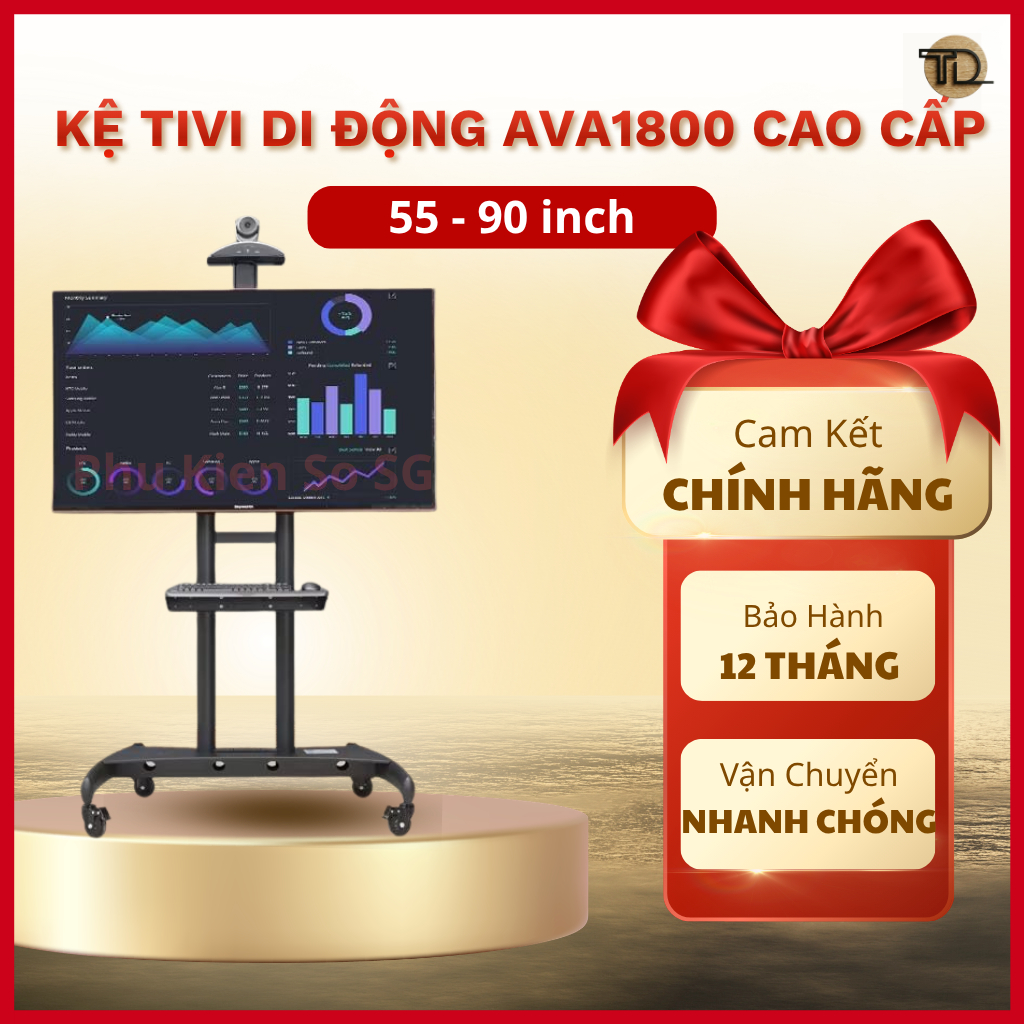 North Bayou kệ Tivi Di Động AVA1800 (55 - 90 Inch) - Kệ Treo Tivi Có Bánh Xe Linh Hoạt Tải Trọng Lớn