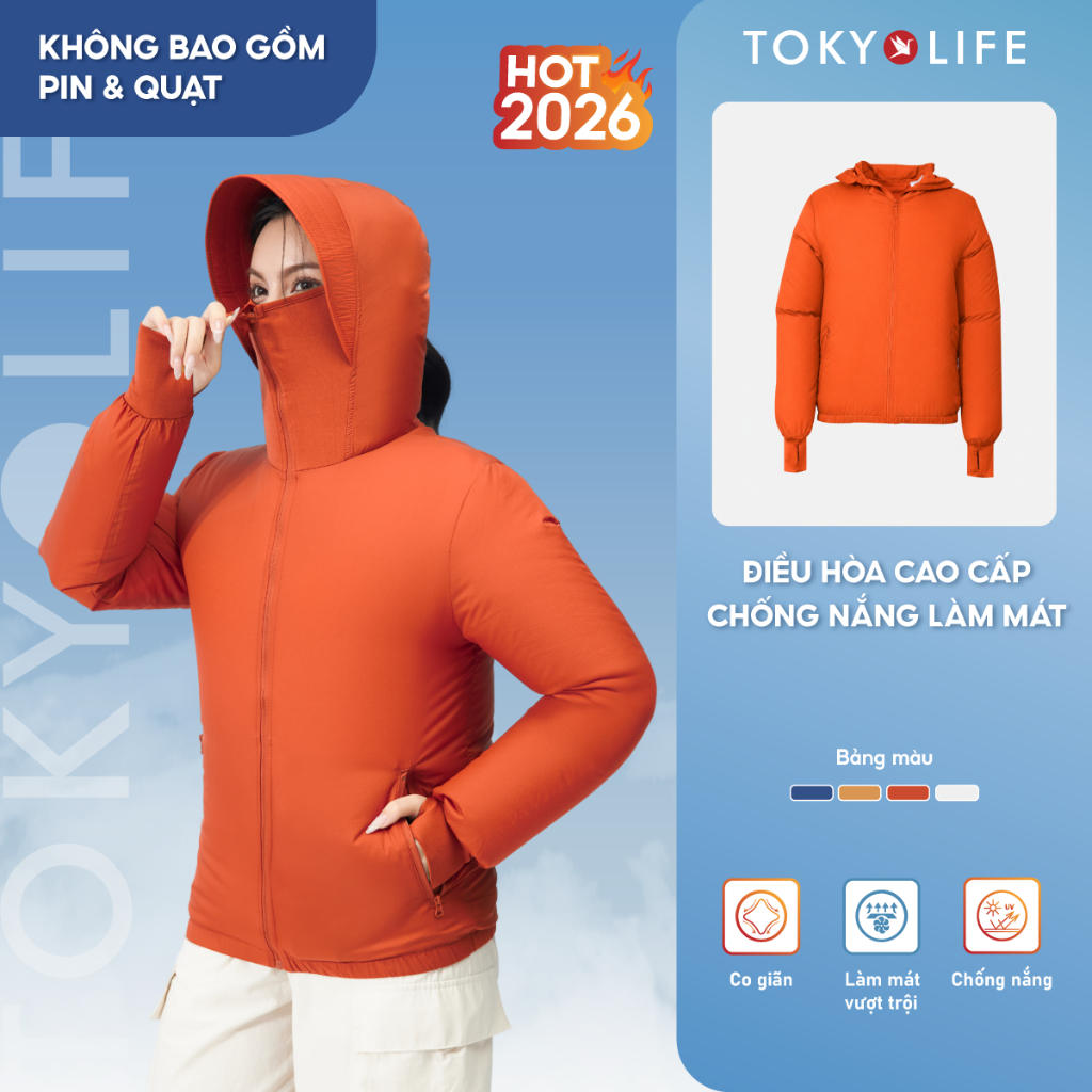 [CHỈ BÁN LẺ ÁO] Áo Khoác Gió Quạt Điều Hòa Pin Cao Cấp TOKYOLIFE Chống Nắng UPF 50+ Cho Nam Và Nữ 40