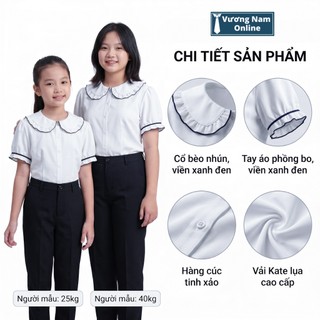 Áo trắng học sinh nữ cổ tai bèo cấp 1 2 3 chất kate sil xịn may kỷ thoáng mát cao cấp VNO132