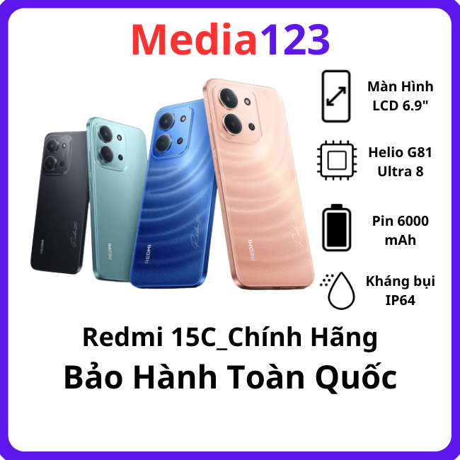 Điện Thoại  Xiaomi Redmi 15C Helio G81-Ultra