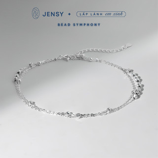 Lắc Chân Bạc Nữ S925 JENSY 2 Mảnh Charm Bi "Bead Symphony" LCARS7292. Vòng Chân Bạc Nữ Xinh Xắn