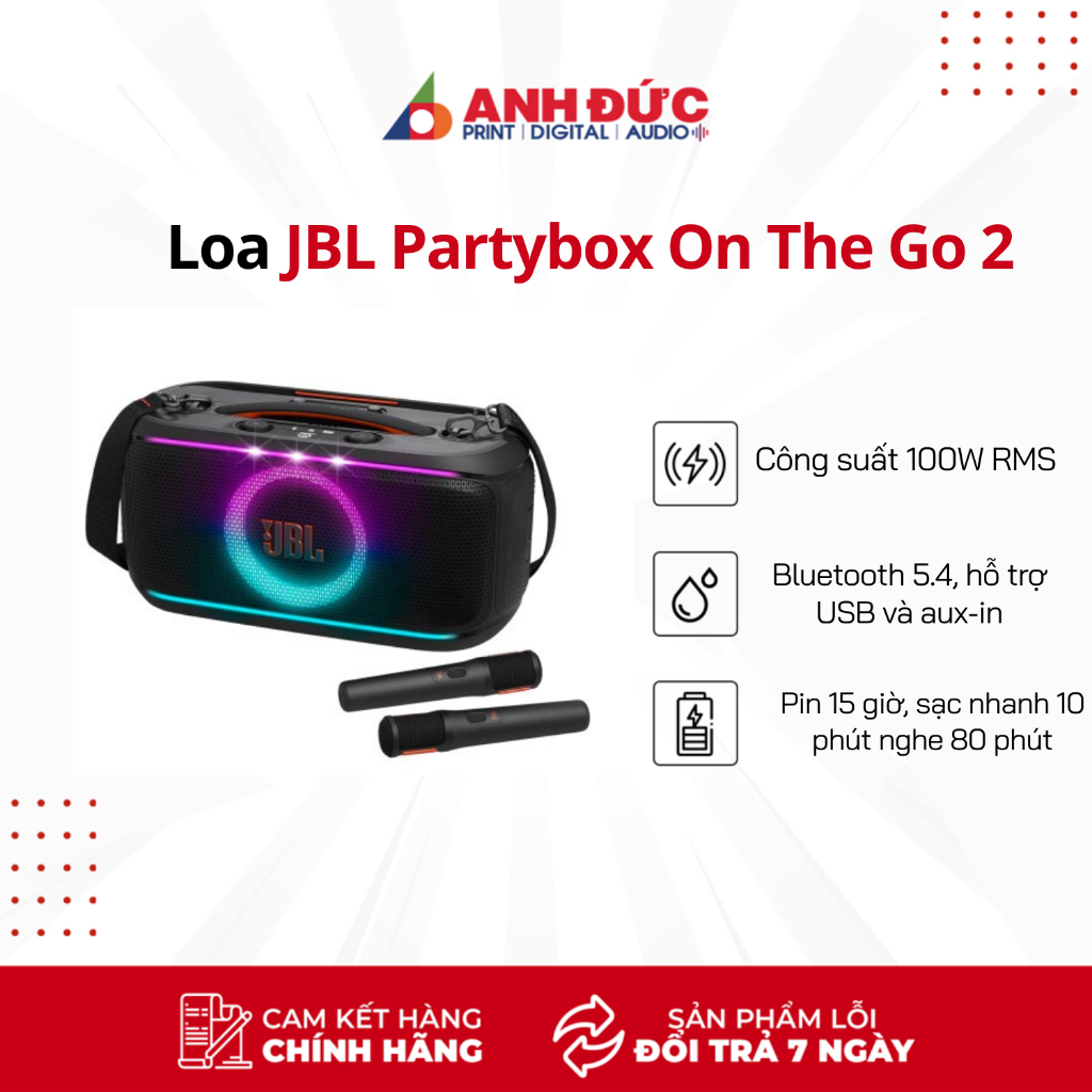 Loa JBL Partybox On The Go 2 (Chính hãng) - Bảo hành 1 năm