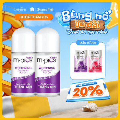 Bộ 2 Lăn Khử Mùi Dưỡng Sáng Mịn M.Pros 30ml x2 - Giúp Lưu Hương Thơm Suốt Ngày Dài Lamimi Chính Hãng