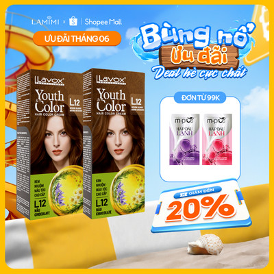 Bộ 2 Kem Nhuộm Tóc Youth & Color Lavox 60ml x2 - Nhuộm Tóc Tại Nhà (Kèm Bao Tay & Oxy Trợ Nhuộm) Lamimi Chính Hãng