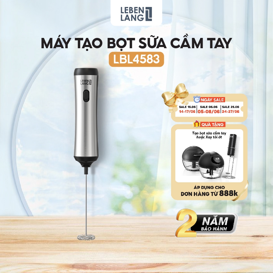 Máy đánh bọt sữa cafe cầm tay có giá treo Lebenlang LBL4583, 10W, sạc điện tiện lợi - Bảo hành 2 năm