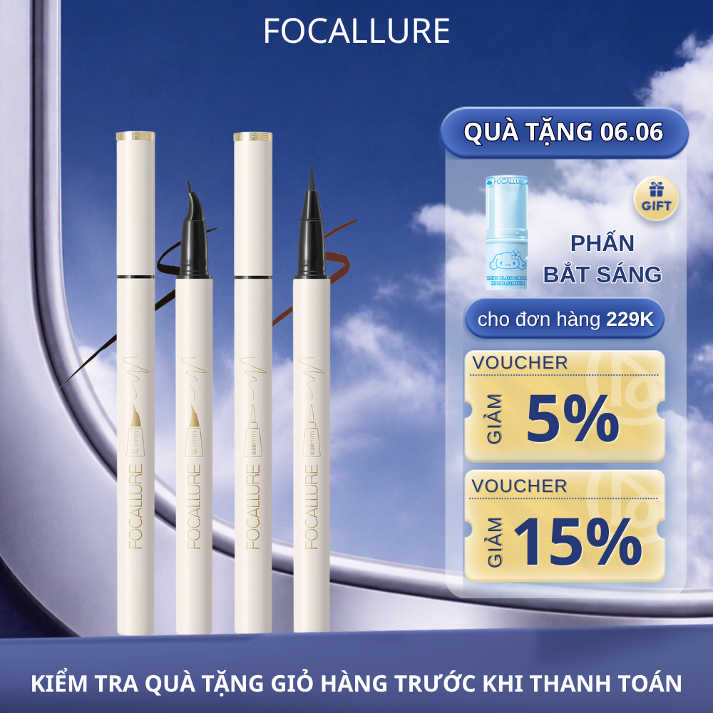 FOCALLURE Bút kẻ mắt nước siêu mượt chống thấm nước và lâu trôi 0.6g
