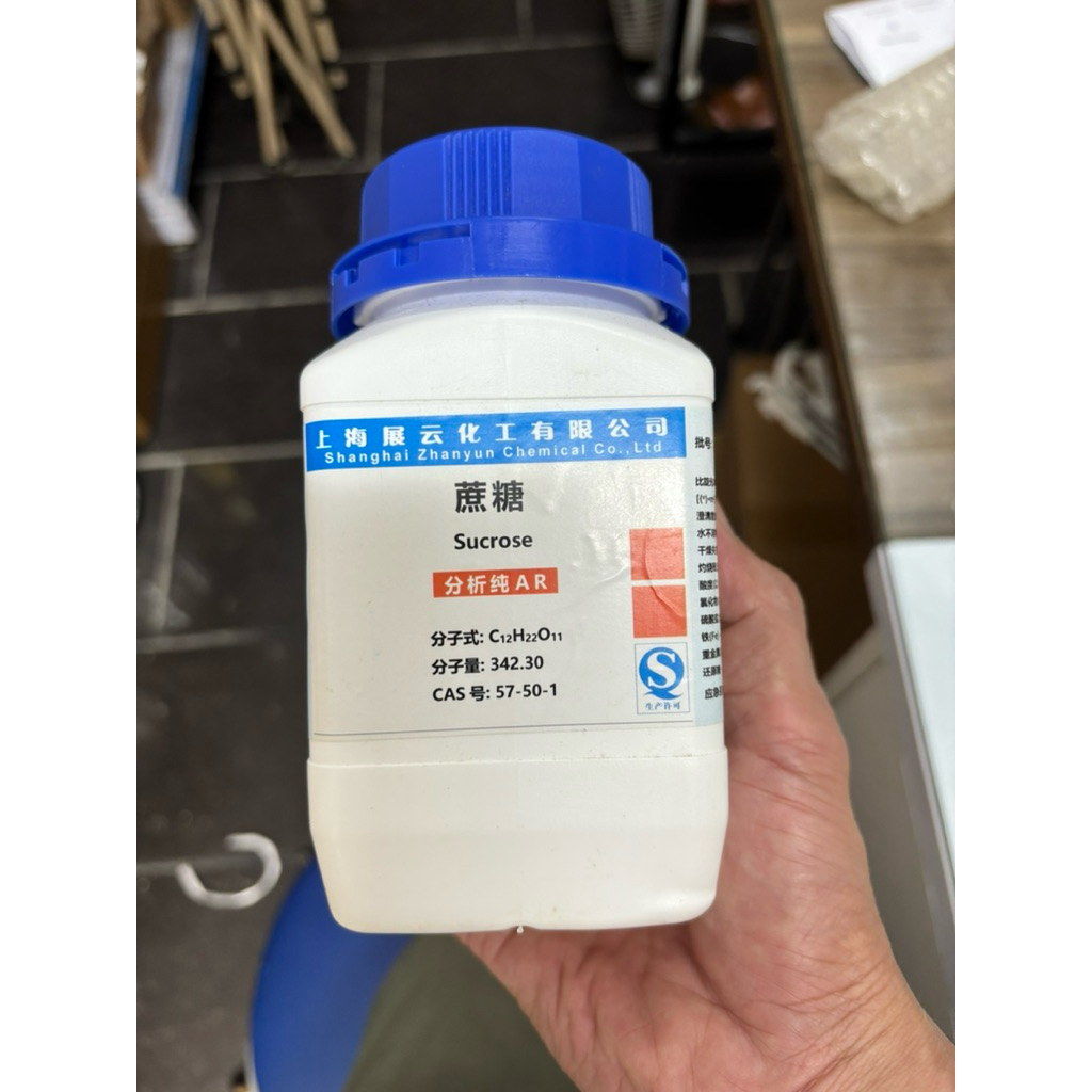 Hoá chất thí nghiệm saccharose hoặc sucrose C12H22O11-Độ tinh khiết cao chai 500gram