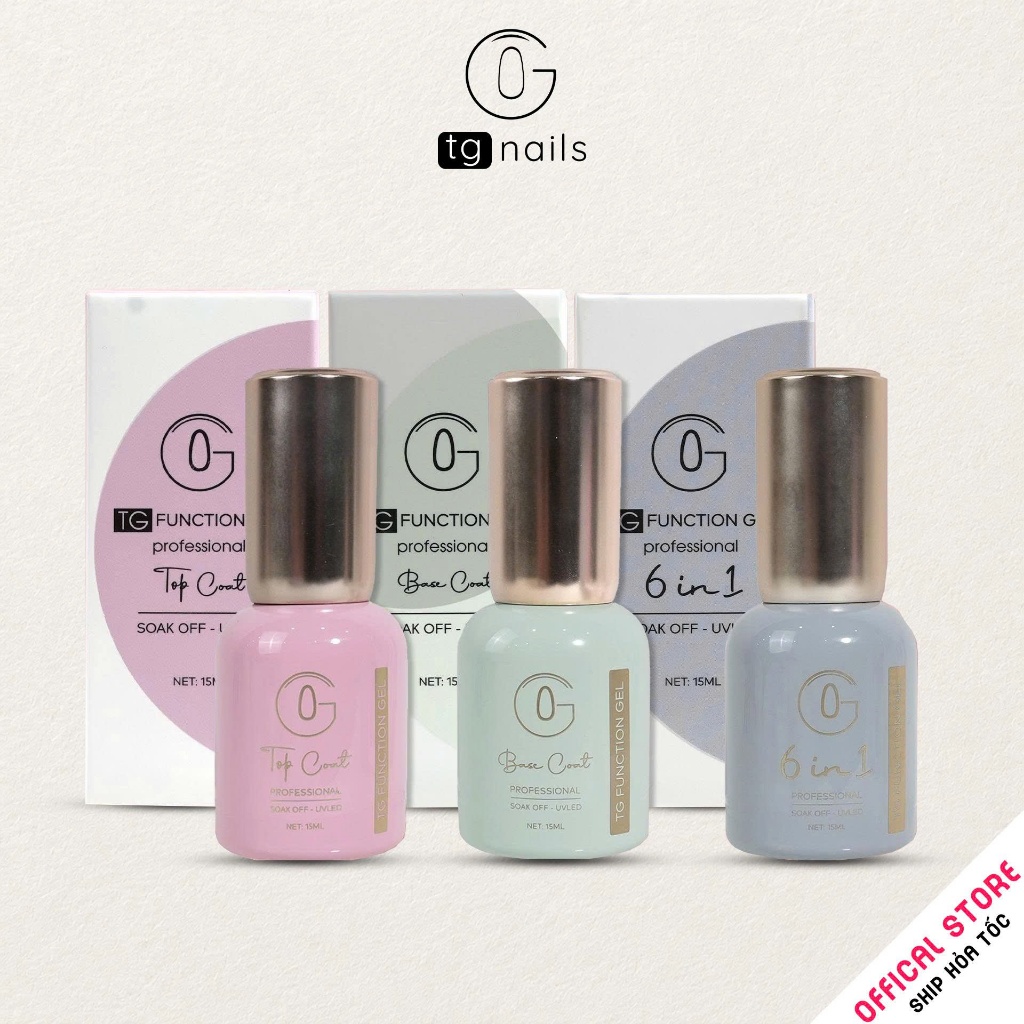 Base, top coat, 6in1 hãng TG cọ mảnh cao cấp chai 10g