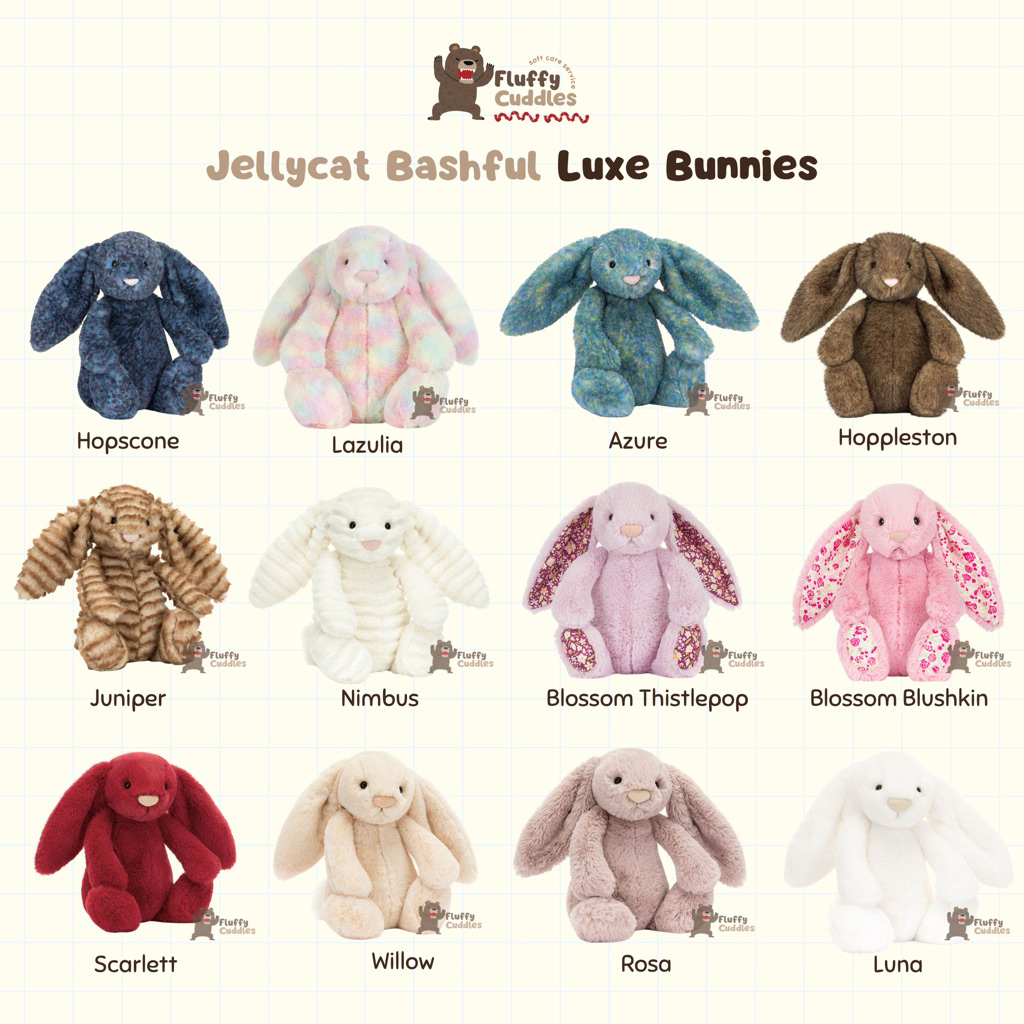 [Chính hãng] Jellycat Luxe Bunny | Thỏ  Rosa, Willow, Luna, Scarlett, Hopscone, Hoppleston, Nimbus, 