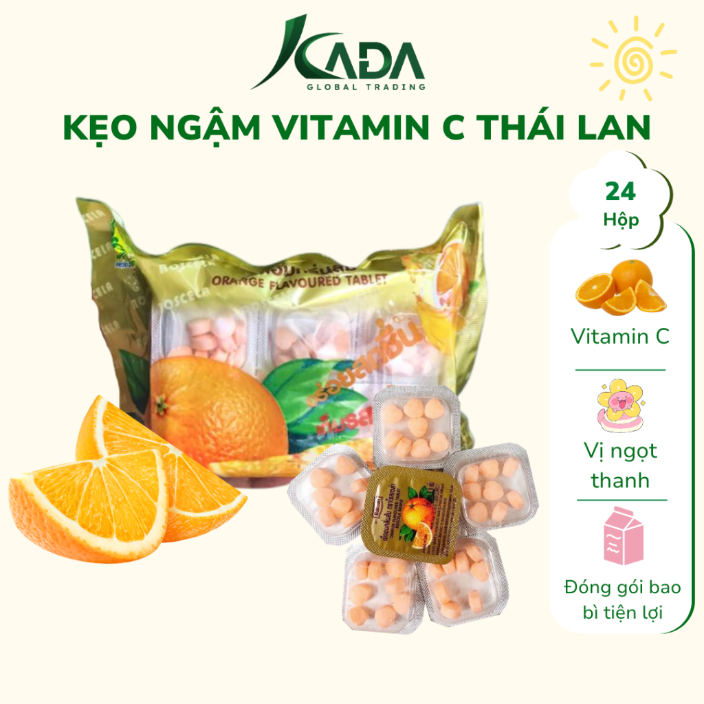 Kẹo Vị Cam Tuổi Thơ Túi Nhỏ Tiện Lợi, Kẹo Cam Vitamin C Roscela Thái Lan 67g