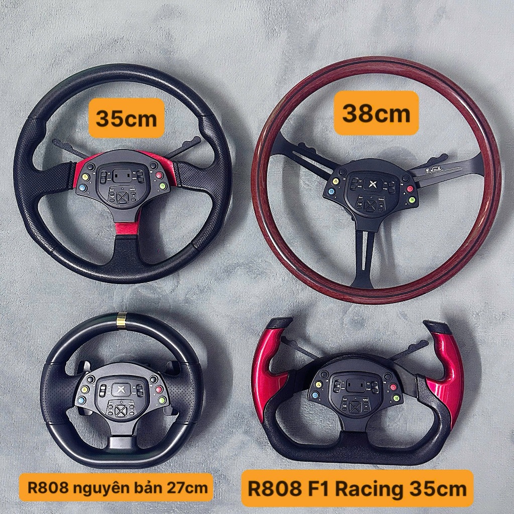 Mặt Vô lăng R808 Momo 34R phụ kiện độ R808 kích thước 34cm,kẹp adapter chuyển đổi cho vô lăng R808 (