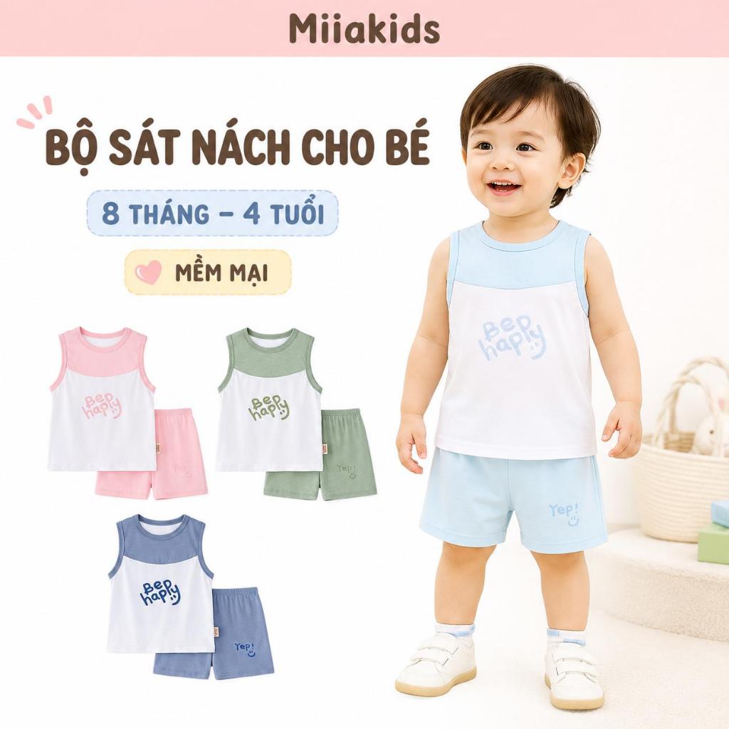 Bộ quần áo sát nách CHANBES với chất vải sợi tre cho trẻ em size từ 8M-4Y, bộ ba lỗ in họa phương tệ