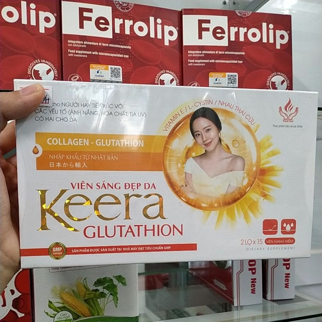 Viên sáng đẹp da KEERA GLUTATHION hỗ trợ giảm khô da, sạm da ( hộp 30 viên)