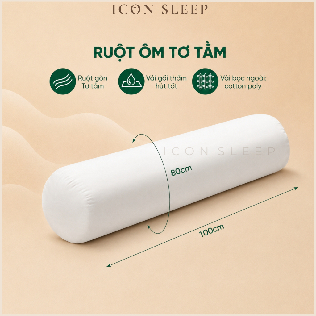 Ruột Gối Ôm Tơ Tằm Edena Chính Hãng - Gối Ôm Êm Ái, Mềm Mại, Thoáng Khí