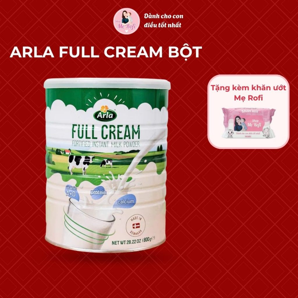 Sữa tươi dạng bột Arla Fullcream 800gr bổ sung dưỡng chất cho trẻ em và người lớn - Mẹ Rofi