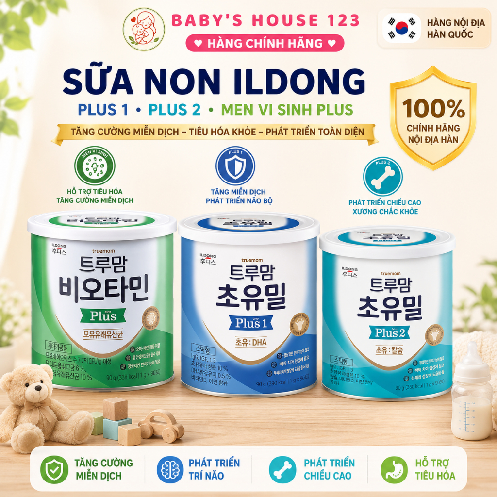 Men Vi Sinh / Sữa Non Ildong Plus 1 / Sữa Non Ildong Plus  2 / Sữa Non Dê Plus Ildong Hàn Quốc - Hộp